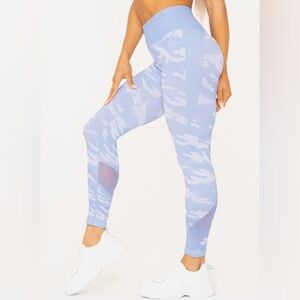 Ryderwear Camo Seamless High Waisted Yoga Leggings light blue size small